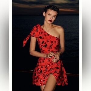 Maeve One Shoulder Cherry Mini Dress Anthropologie